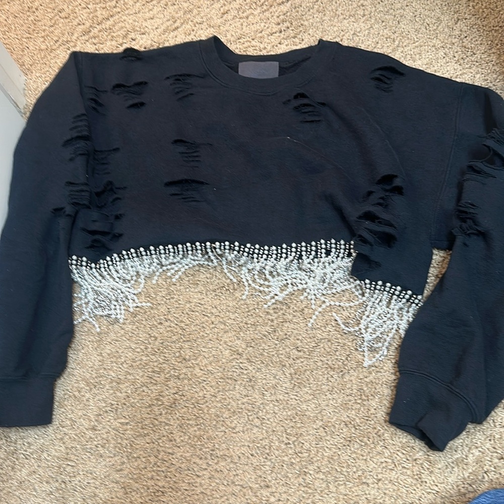 Carmar Cropped Distressed Sweater